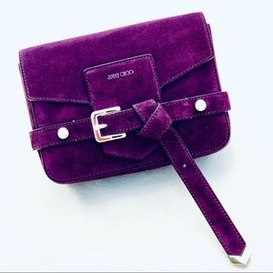{JIMMY CHOO} LEXIE/S GRAPE SUEDE CROSSBODY BAG